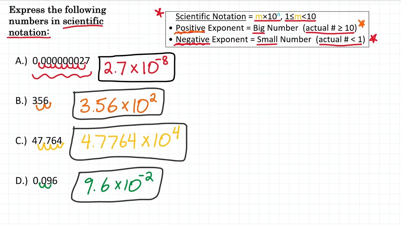 Write the Following Numbers in Scientific Notation - YouTube