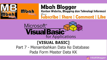 [VISUAL BASIC] - Part 7 : Menambahkan Data Ke Database Pada Form Master Data KK