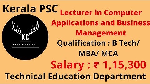 Lecturer in Computer Applications and Business Management for DTE in Kerala PSC @KERALACAREERS