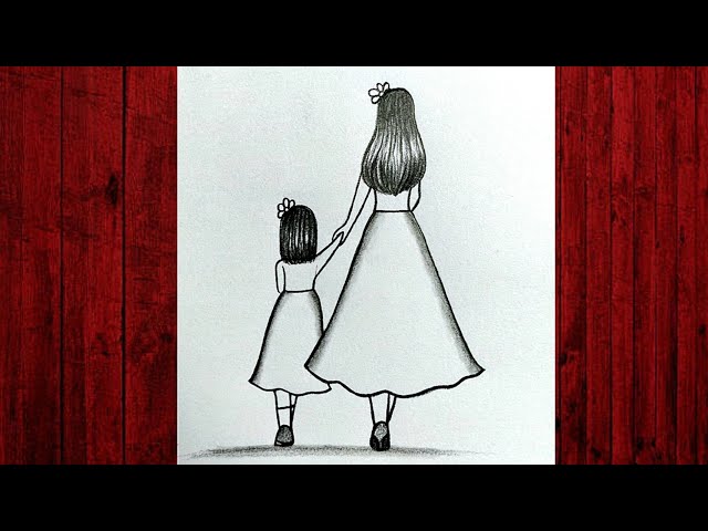 How to Draw a Mother And Daughter  Mothers Day Drawing  Pencil sketch  for beginners  drawing  YouTube