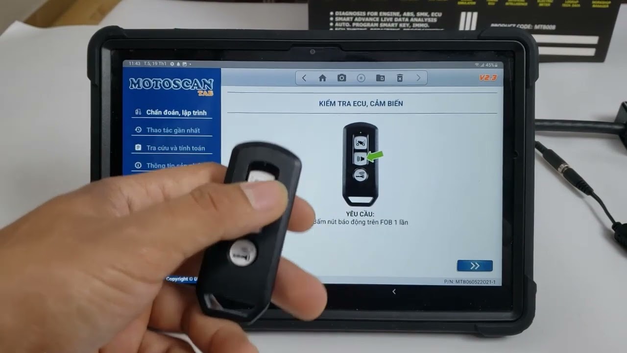 CHỨC NĂNG KIỂM TRA HOẠT ĐỘNG KHỐI ĐIỀU KHIỂN KHOÁ THÔNG MINH (SCU) TRÊN MOTOSCAN TAB V2.3