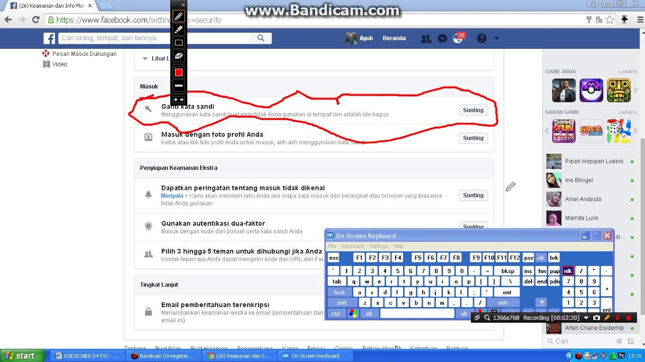 cara mengganti password facebook 