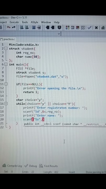 C program to input reg_no and name of student and the program should ...