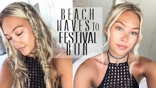 BRAIDED BEACH WAVES TO FESTIVAL BUN | Hollie Hobin