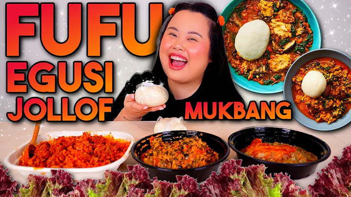 Fufu + Egusi Soup + Okra Soup + Jollof Rice Mukbang 먹방 Eating Show! (Nigerian/West African Food!) ❤️