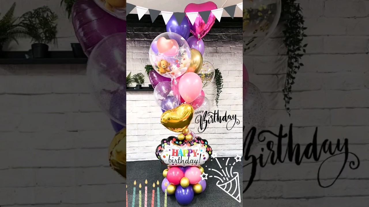 Surprise Birthday Balloons with Love | Mylar Heart Foil and Bubble Bobo Balloons