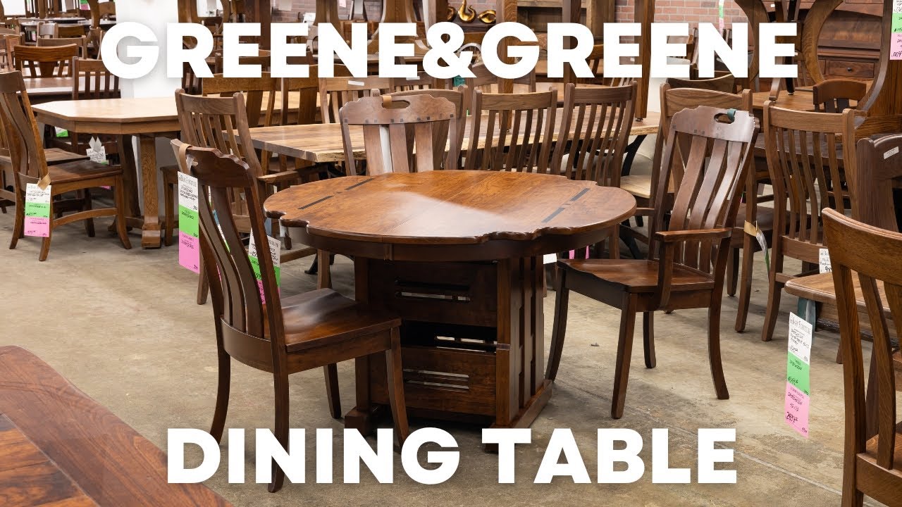 GREENE & GREENE 48"+3-12" Leaves DINING TABLE W/CHAIRS (100% SOLID WOOD) ONE IN STOCK 2024