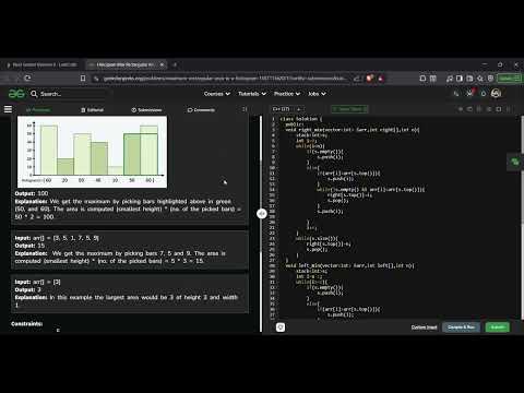 Histogram Max Rectangular Area | GeeksforGeeks GFG Solution in C++ | Monotonic Stack | DSA