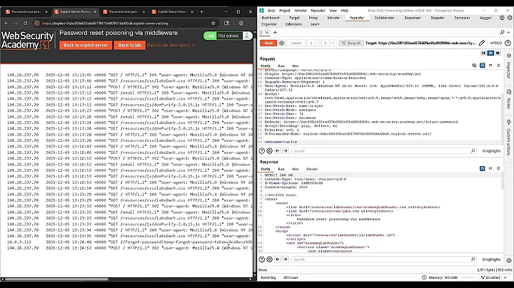 Lab #11 Password reset poisoning via middleware