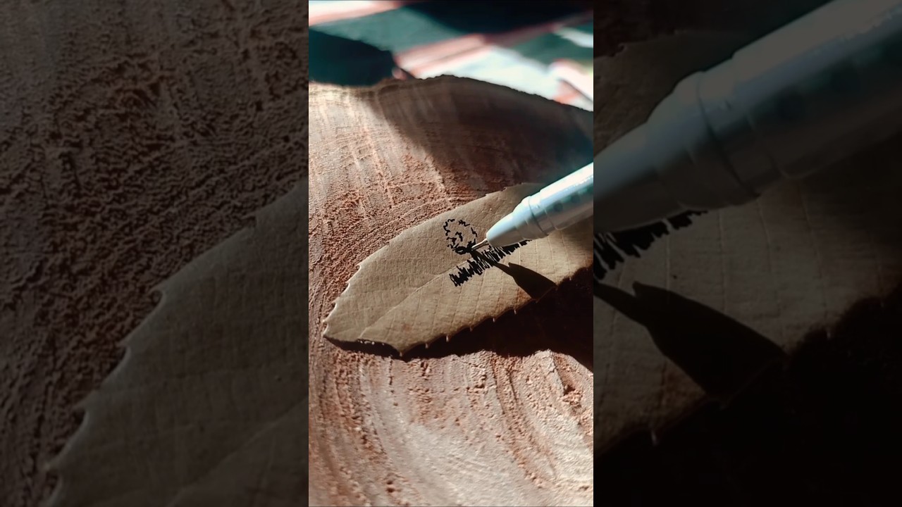 Nature sketch on leaf 