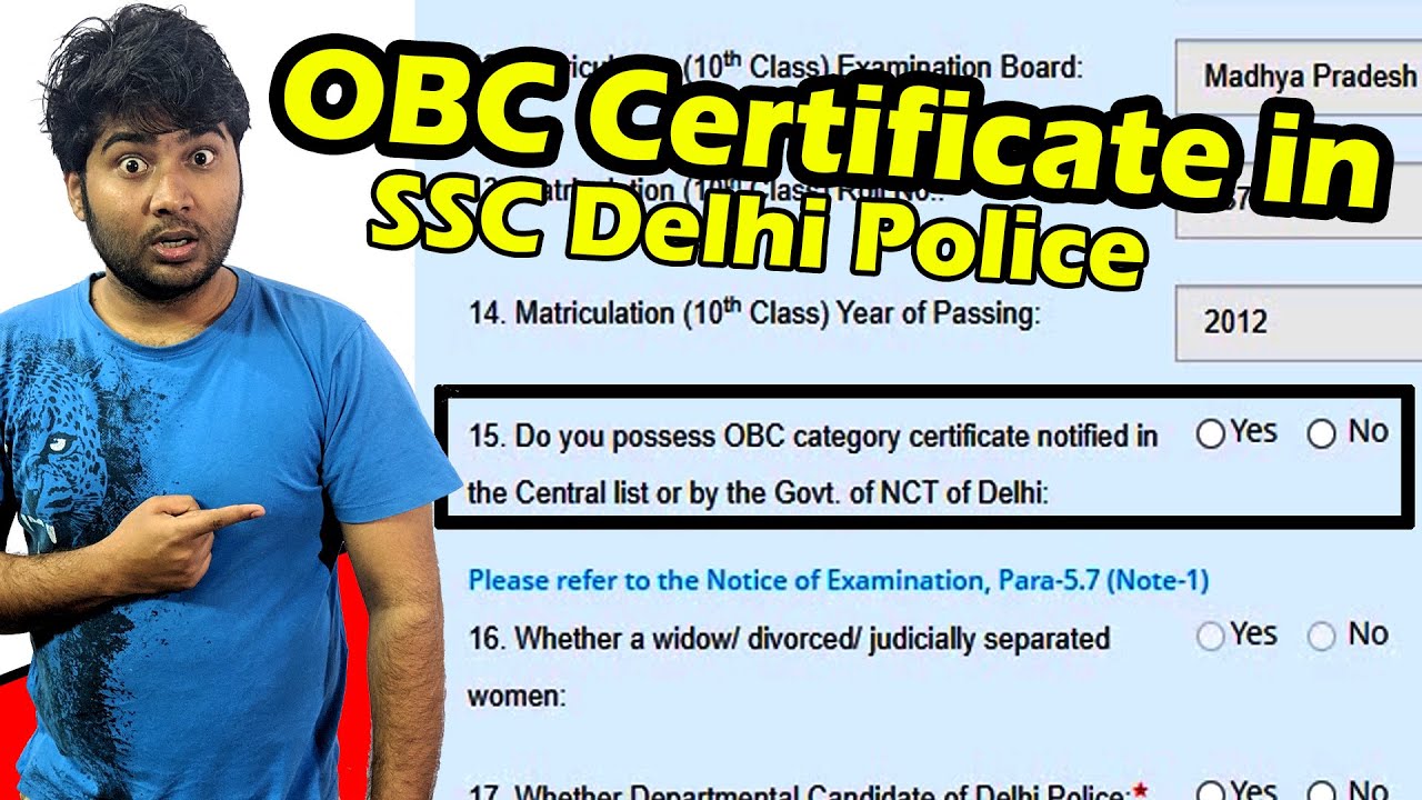 SSC Delhi Police OBC Certificate Point No 15 Para 5 7 Central List SSC Delhi Police OBC Certificate Point No 15 Para 5 7 Central List