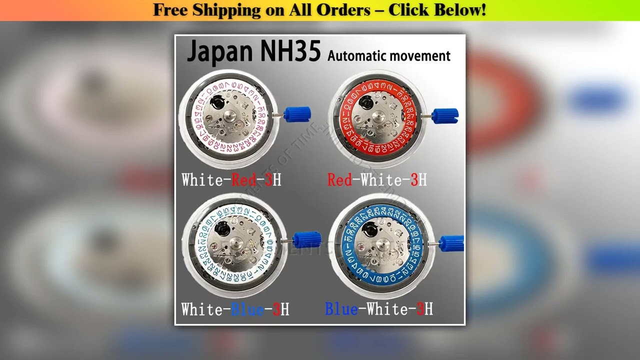 Japan NH35 Mechanical Movement Modified Red/Blue Datewheel 3.0 Crown.24 Jewels High Accuracy Mod