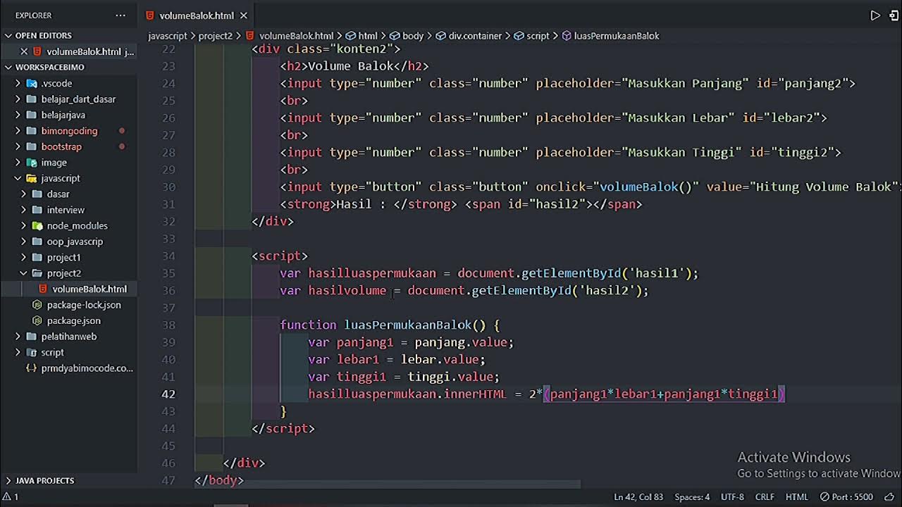 MENGHITUNG VOLUME DAN LUAS PERMUKAAN BALOK MENGGUNAKAN JAVASCRIPT ...