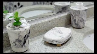 Diy - Kit para Banheiro feito de cimento - efeito mármore 🤩