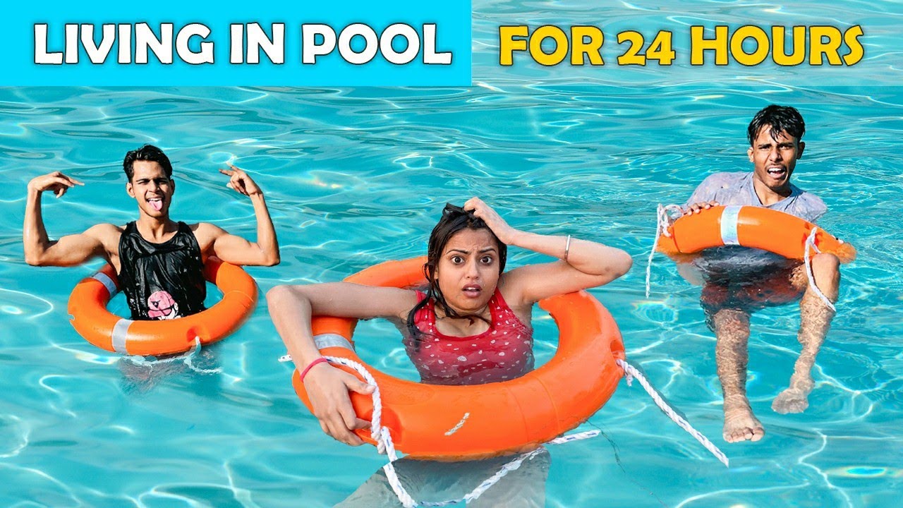 Living in Pool for 24 Hours !