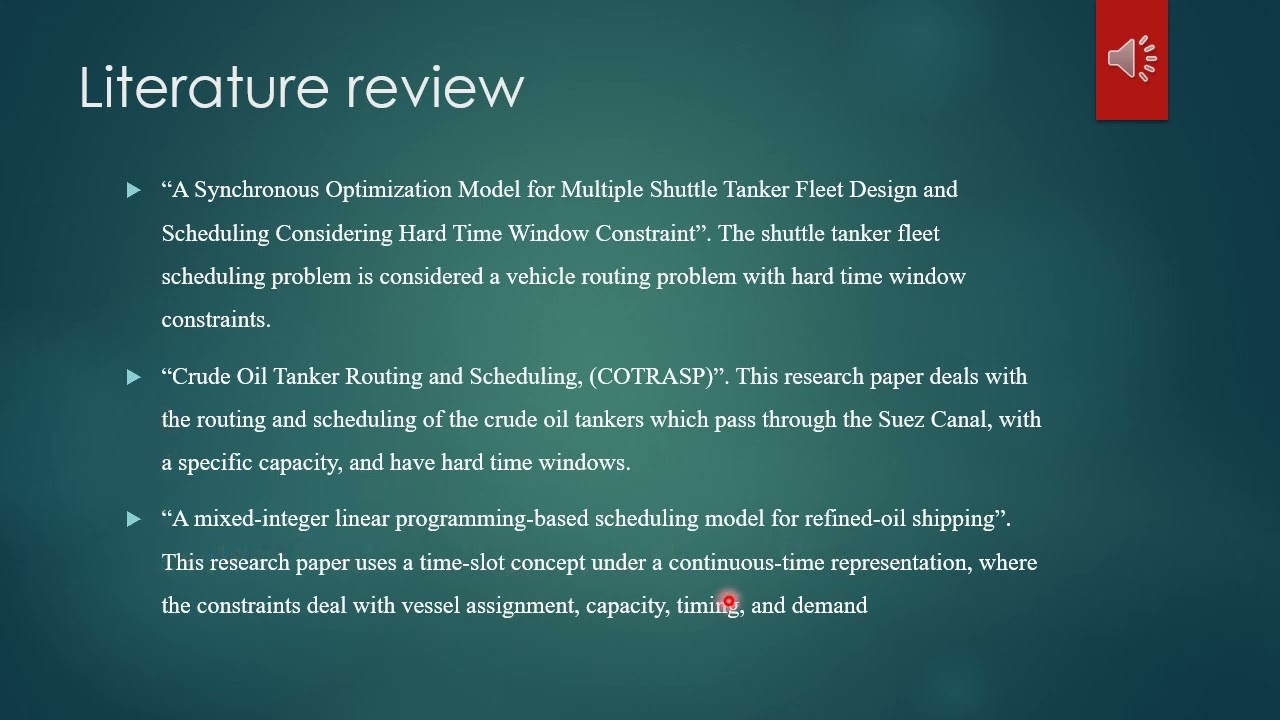 Routing and Scheduling of Crude Oil Tanker
