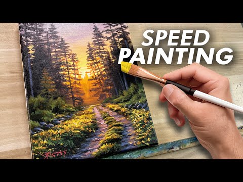 Acrylic Painting Time-lapse | Forest Trail Landscape