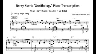 Barry Harris "Ornithology" Piano Transcription