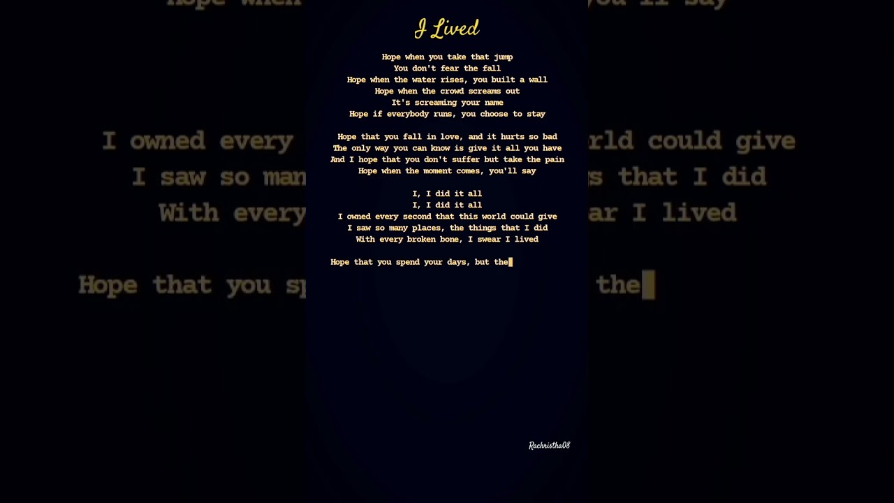 "I Lived" OneRepublic