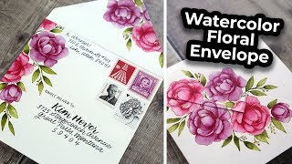 Watercolor Floral Envelope (NoLine Watercoloring)