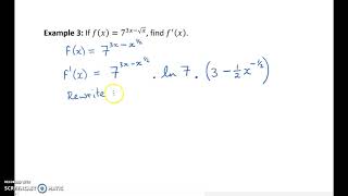 Derivatives of exponential functions, base not equal to e, Example
