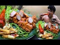 Cooking Crispy Pork Belly BBQ Recipe - Cook Pork Belly Meat eating so delicious with Hot Chili Sauce