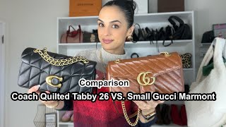 Comparison of Coach Quilted Tabby 26 and Small Gucci Marmont | elle be |