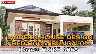 3 Bedroom Bungalow HOUSE DESIGN | 90sqm | Exterior &amp; Interior Animation