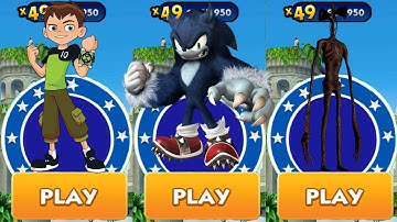 Sonic Dash - Werehog vs Siren Head Run vs Ben 10 Up to Speed - All Characters Unlocked All Bosses