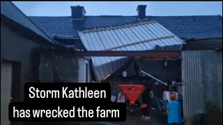 Storm Kathleen has wrecked the farm and sheds #sheep #lambs #cows #tractors #irish #ireland #farming