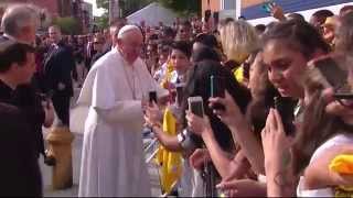 Pope Francis Greets Crowds Outside NYC School