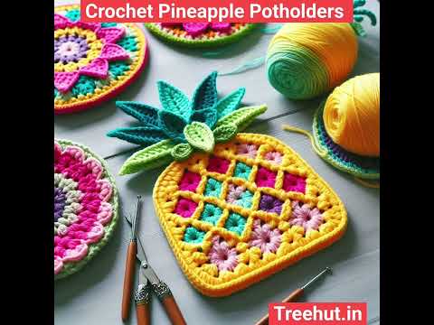 Pineapple Crochet Potholder Ideas #crochetideas