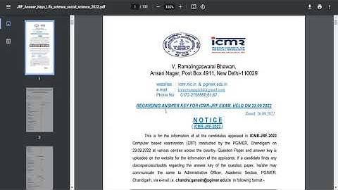 Official answer key for ICMR JRF EXAM 2022 released in https://main.icmr.nic.in website!!CHECK SOON