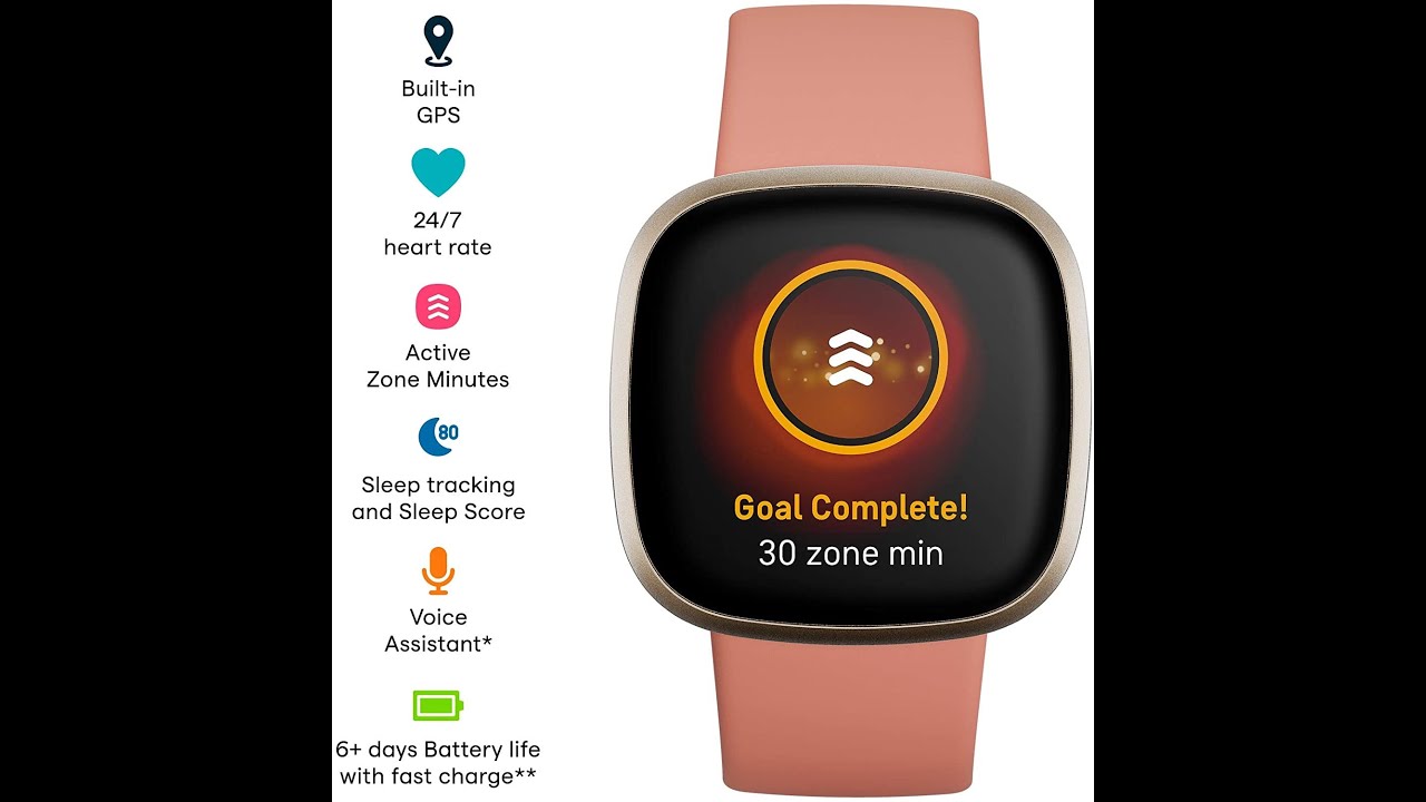 Fitbit Versa 3 Health & Fitness Smartwatch with GPS , 24/7 Heart Rate ...