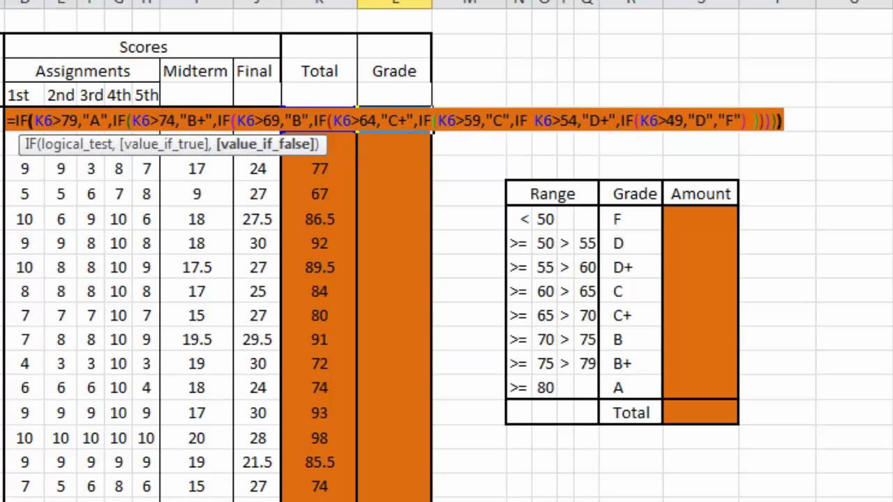 Excel tutorial - How to calculate students grade - YouTube