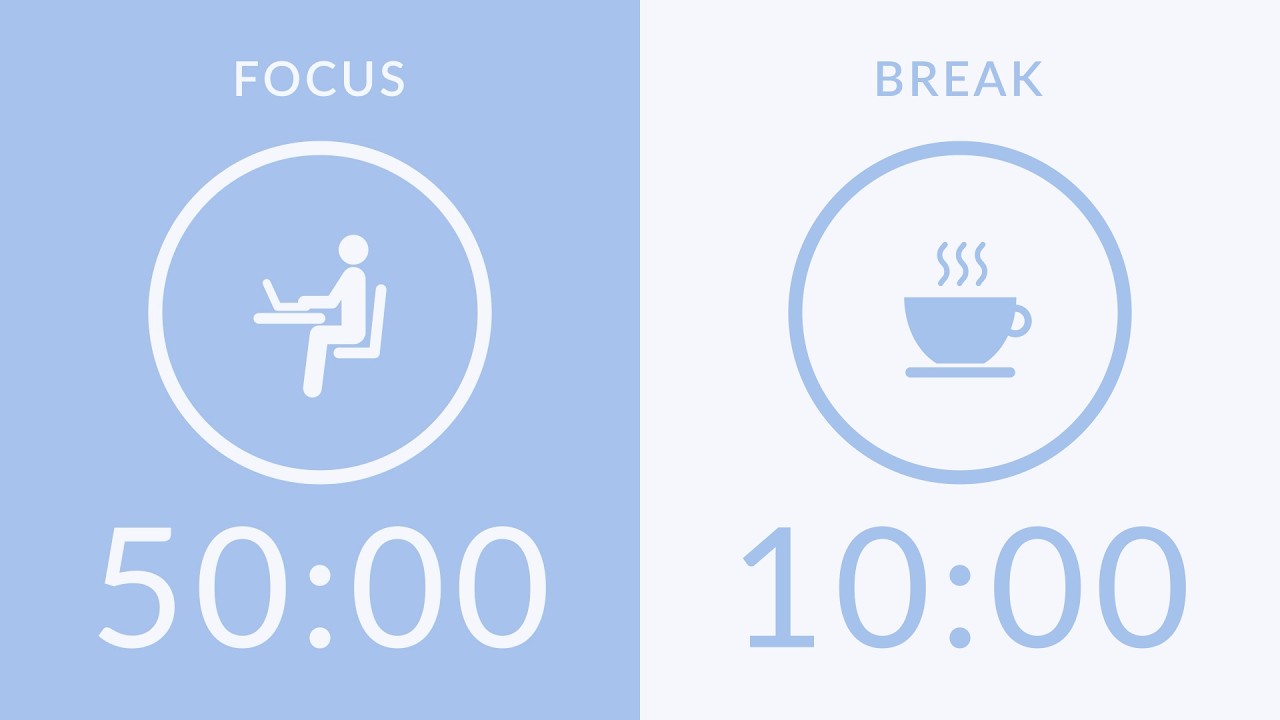 50/10 Pomodoro Timer with White Noise 🎧 4-Hour Study with Me for Deep ...