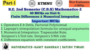 MCQ on Finite Differences & Numerical Integration | Lecture-1