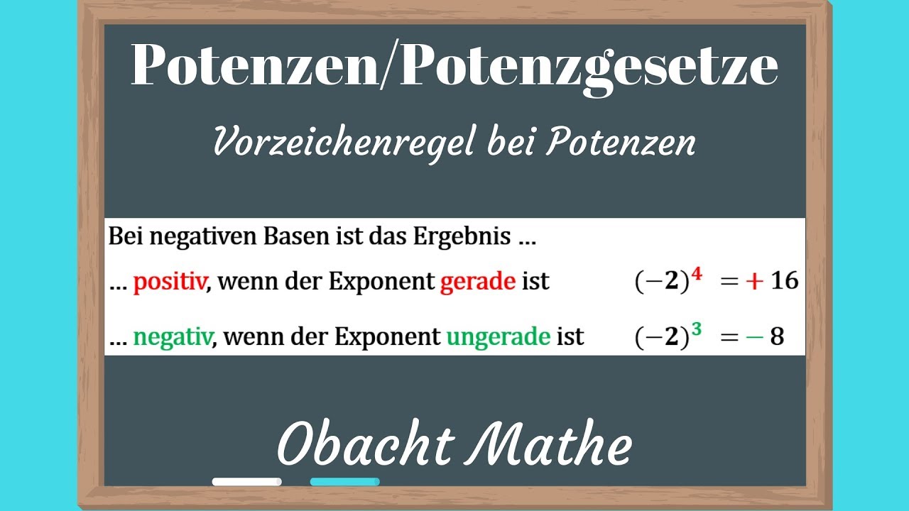 POTENZEN & Potenzgesetze: Vorzeichenregel bei Potenzen | einfach ...
