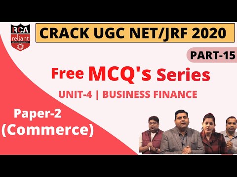 Part-15 | MCQ's | Business Finance | UGC NTA NET Commerce | June 2020 Exam