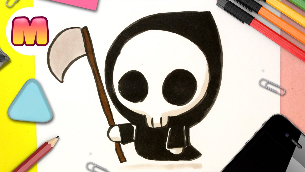 HOW TO DRAW DEATH KAWAII Halloween Drawings How to draw kawaii