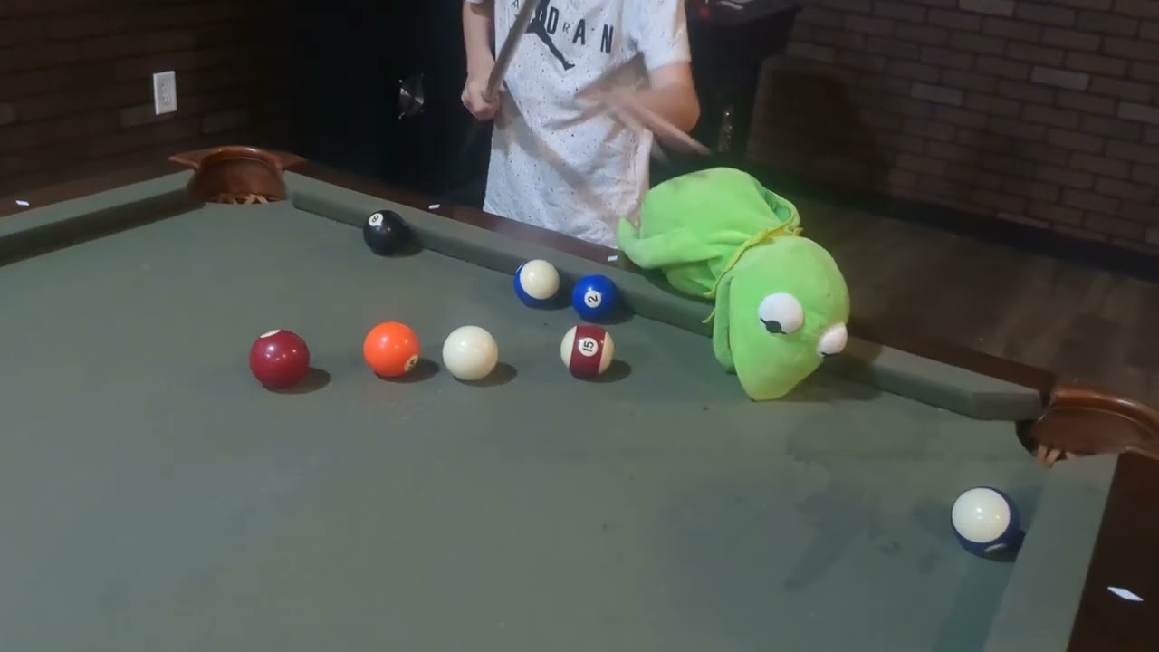 Kermit and Mario play pool