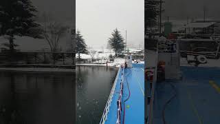 Nevando en puerto fuy, lago pirihueico