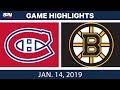 NHL Highlights | Canadiens vs. Bruins - Jan. 14, 2019