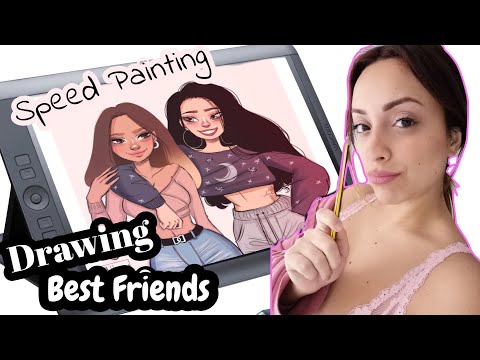 DRAWING BEST FRIENDS 👭💕 Speed Painting with Wacom Tablet 😘