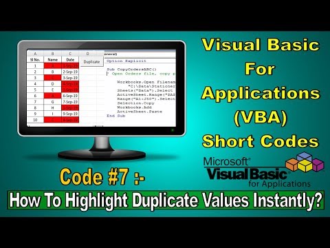 Microsoft Excel Short VBA Code #7 | How to Highlight Duplicate Values using VBA in A Single Click |