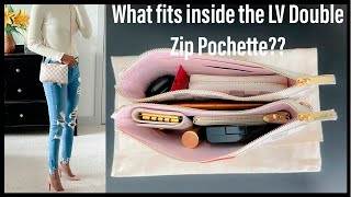 LOUIS VUITTON Damier Azur Double Zip Pochette | FASHIONPHILE
