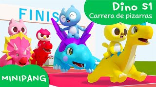 Aprende las colores con MINIPANG | dino S1 | Carrera de pizarras🥇 | MINIPANG TV 3D Play