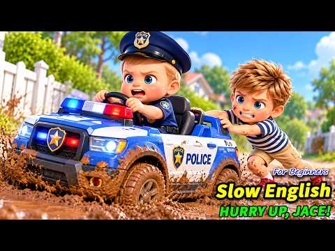 Henry Got His Police Car Stuck in Mud... THEN Everything Went Wrong! 😱🚔 | Slow English Story (A2)
