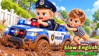 Henry Got His Police Car Stuck in Mud... THEN Everything Went Wrong! 😱🚔 | Slow English Story (A2)