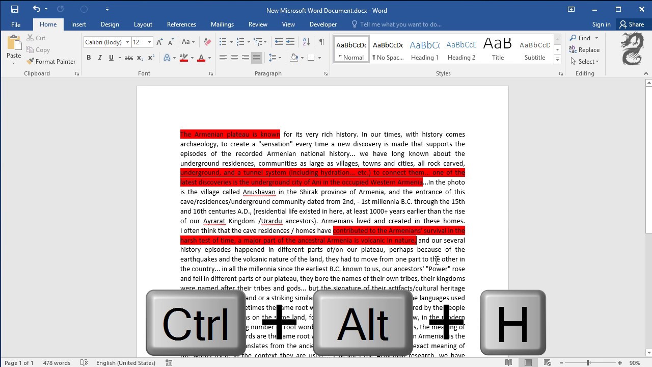 Janice replika opretholde How to Highlight Text with Shortcut Key in Word - YouTube